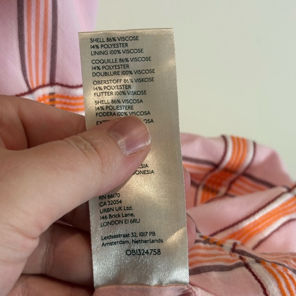 Anthropologie Maeve Flounced Button Up Mini Dress Pink Orange Combo Sz XS - Picture 9 of 9